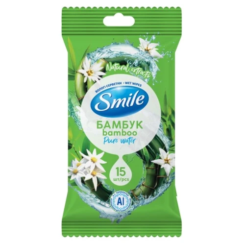 SMILE Daily Вологі серветки Бамбук AI 15шт