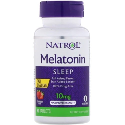 

Natrol Melatonin Sleep with Strawberry flavour 10 mg Мелатонин с вкусом клубники 60 таблеток