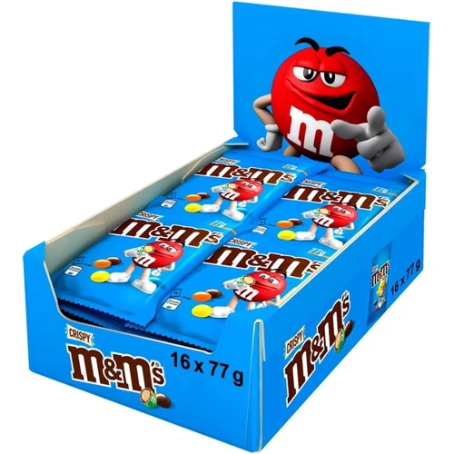 Упаковка драже M&M's Crispy з рисовими кульками в молочному шоколаді 16х77 г (УП5000159541268)