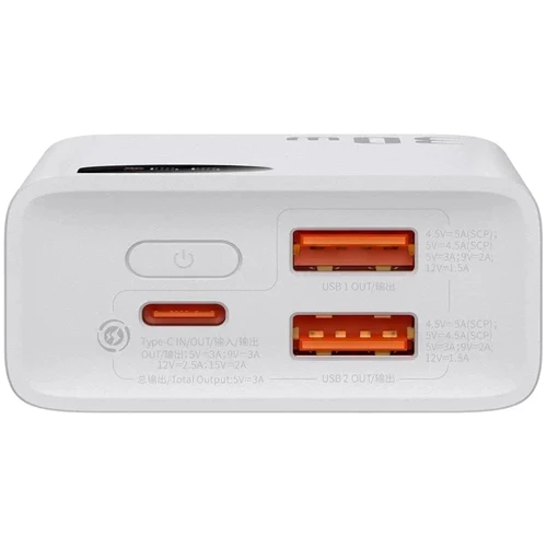 Внешний аккумулятор Baseus Power Bank 10000mAh Adaman 2 Digital Display Fast Charge Power Bank 30W White (PPAD040002): Емкость батареи, мАч 10000