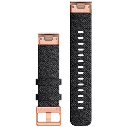 Ремешок Garmin QuickFit 20 Watch Bands Heathered Black Nylon with Rose Gold Hardware (010-12874-00): Цвет черный