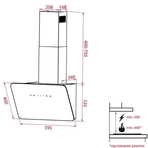 Витяжка Weilor WDS 62301 R WH 1000 LED: Тип фільтра повітря Рециркуляція, Відведення