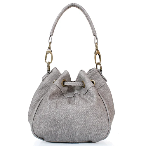 Женская сумка бакет-бэг Laskara серая (LK10195-grey): Стиль Джинсовый