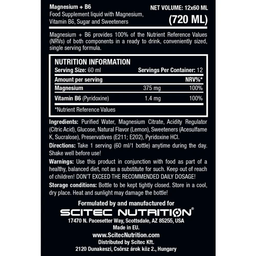 Scitec Nutrition Magnesium + B6 60 ml Lemon: Стать унісекс