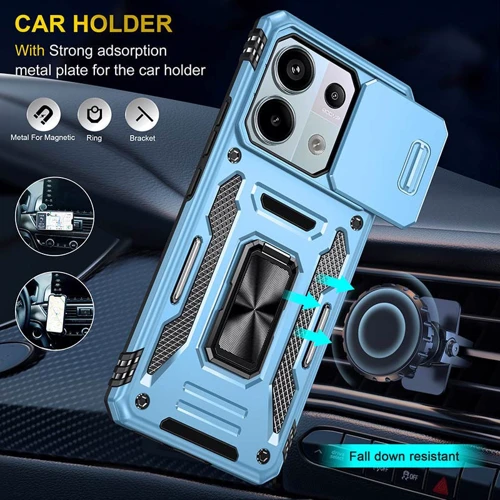Чехол для телефонов Mobile Case Camshield Army Ring Light Blue for Xiaomi Redmi Note 13 4G: Цвет голубой