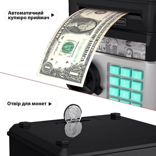 Игрушечный сейф-копилка UFT Cashbox Black музыкальный с электронным купюроприемником (UFTCashboxBlack): Тип аксессуар