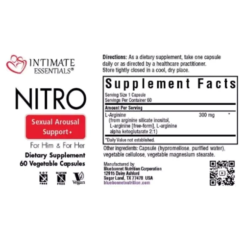 Bluebonnet Nutrition Intimate Essenitals Nitro Підтримка сексуального збудження 60 вегетаріанських капсул: Форма випуску Капсулы