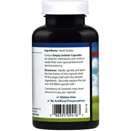 Carlson Labs Empty Gelatin #1 Capsules, 200 Capsules (CAR-09418): Форма выпуска Капсулы