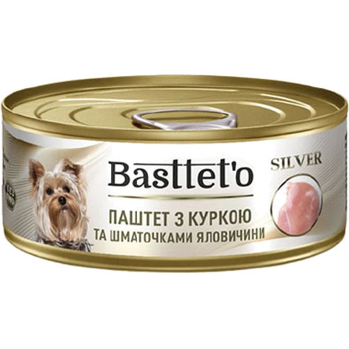 Паштет для собак Basttet`O SILVER з куркою та шматочками яловичини