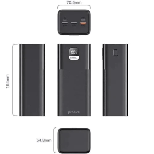 Внешний аккумулятор Proove Power Bank 40000mAh Giant Lite 22.5W Black: Кабели/переходники для смартфонов в комплекте Нет