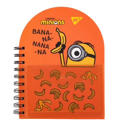Блокнот Yes Minions подвійна спіраль із пластиковою кишенею В6+ 100 аркушів (151793)