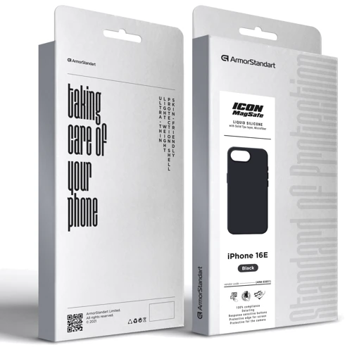 Чохол для iPhone ArmorStandart ICON2 MagSafe Black для iPhone 16e (ARM83851): Матеріали Силикон