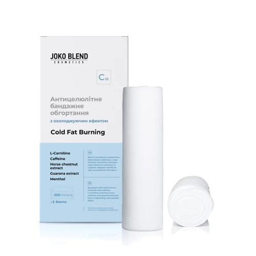 Joko Blend Cold Fat Burning Антицеллюлитное бандажное обертывание с охлаждающим эффектом 2 бинта по 200 мл фото 3