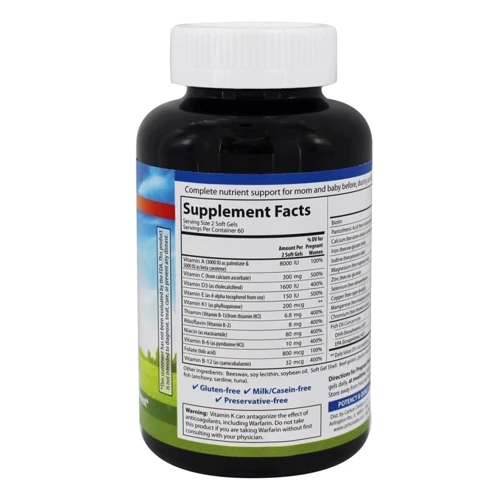 Carlson Labs Prenatal with DHA & Vitamin D3 60 soft gels Мультивитамины для беременных с DHA (докозагексаенова кислота) и витамином D3