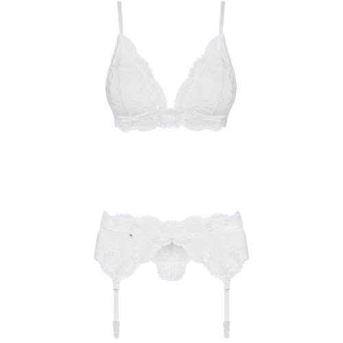Эротический кружевной комплект Obsessive 810-SEG-2 set white S/M