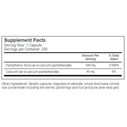 Solaray Pantothenic Acid, 500 mg, 100 VegCaps (SOR-04380): Тип вітамін B
