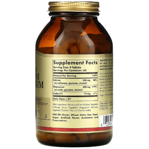 Solgar Chelated Calcium Magnesium Солгар Магний Кальций 1:1 240 таблеток: Тип Магний + Кальций