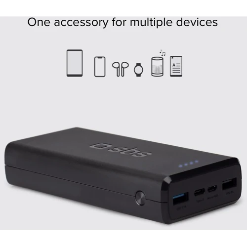 Зовнішній акумулятор SBS Power Bank 20000mAh 2.1A Black (TTBB20000FASTK): Кількість USB 3