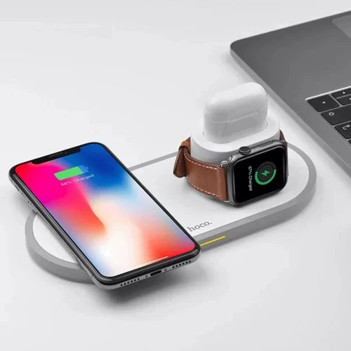 Зарядное устройство Hoco Wireless Charger CW21 Wisdom 3in1 White for iPhone 16 I 15 I 14 I 13 I 12 series, Apple Watch and Apple AirPods: Тип беспроводное