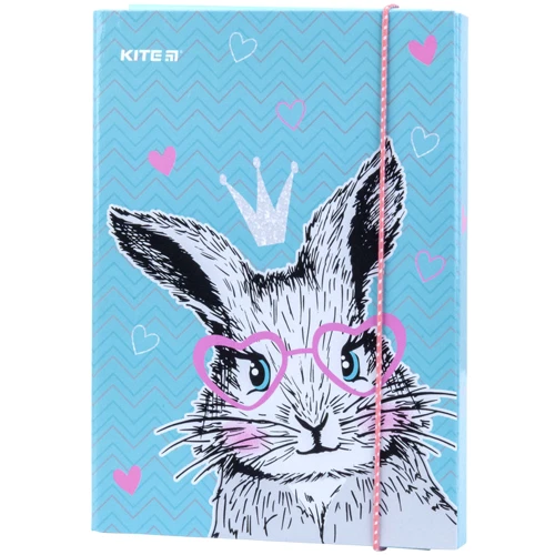 Папка для тетрадей Kite K21-210-1 Cute Bunny В5 на резинке картон
