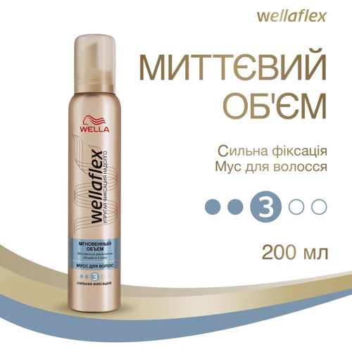 WELLAFLEX Мусс для волос Мгновенный объем сильной фиксации 200 ml
