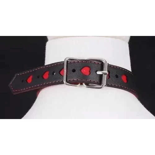 Ошейник с поводком COLLAR HEART Black and Red, SKN-AS14