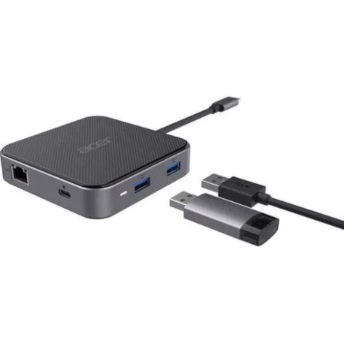 Адаптер Acer Adapter USB-C to HDMI+DisplayPort+2xUSB+USB-C+RJ45+3.5mm Black (HP.DSCAB.013): Інтерфейс підключення USB-C, USB 3.1, USB 3.0