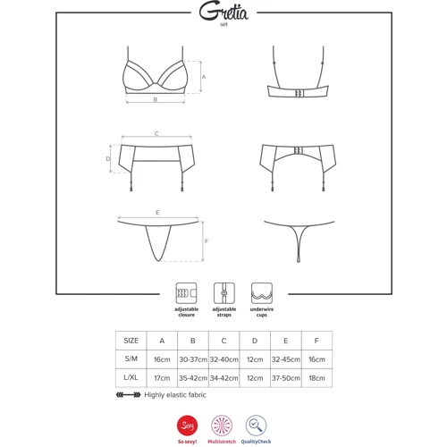Комплект Obsessive Gretia set, L/XL