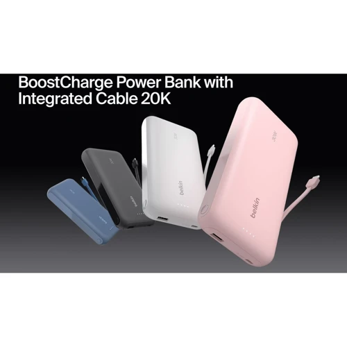 Зовнішній акумулятор Belkin Power Bank 20000mAh Integrated Cable USB-C 30W Pink (BPB024HQPK)