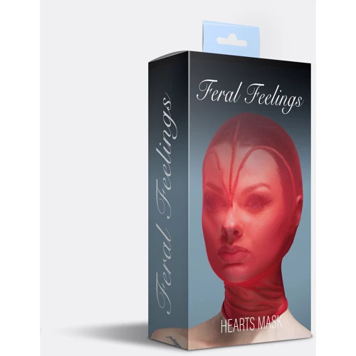 Маска сердце сетка с полностью закрытым лицом Feral Feelings - Hearts Mask Red/Red
