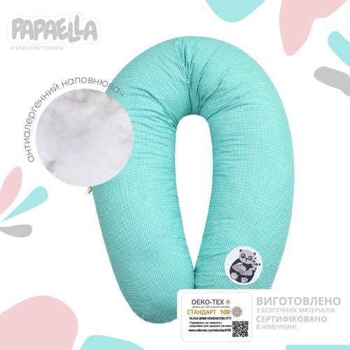 Подушка Papaella Горошек для беременных и кормления, мята, 30х190 см (8-31885): Цвет зеленый
