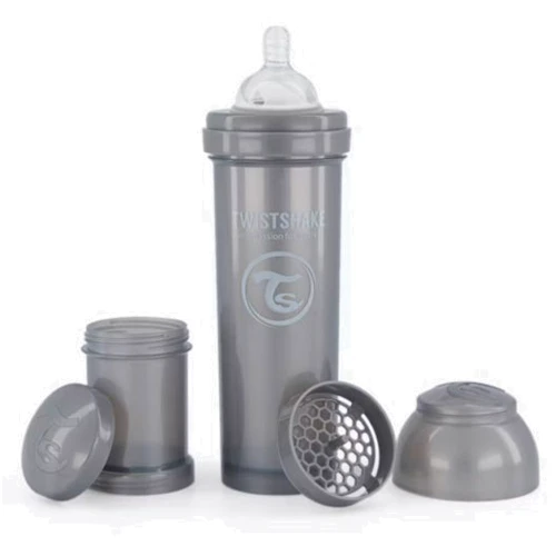 Антиколиковая бутылочка Twistshake с силиконовой соской 330 ml Pearl Grey (78390)