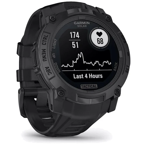 Смарт-часы Garmin Instinct 3 Solar 50mm Tactical Edition Black with Black Band (010-02935-50): Особенности Тактические, Солнечная батарея, С большой автономностью, Фонарик, Барометр, Бесконтактная оплата, Влагозащищенные, Компас