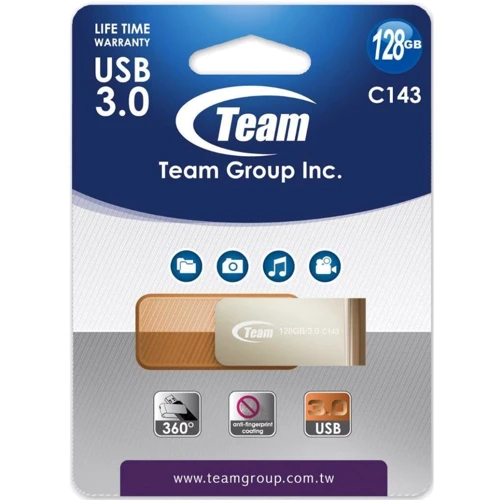 USB-флешка Team 128GB C143 USB 3.0 Brown (TC1433128GN01): Стандарт USB USB 3.0