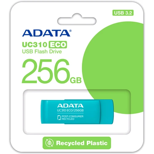 USB-флешка ADATA 256GB UC310 Eco USB 3.2 Green (UC310E-256G-RGN): Вес 9 г