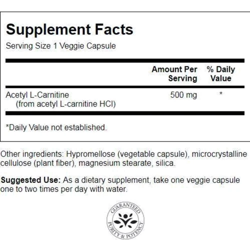 Swanson Acrtyl L-Carnitine, 500 mg, 100 Veggie Capsules (SWA-11649): Тип L Карнитин