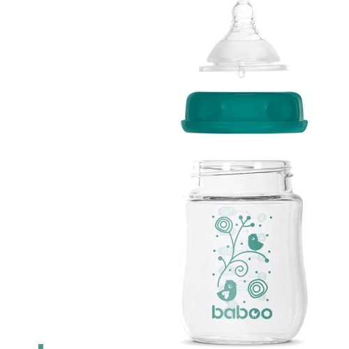 Стеклянная бутылочка для кормления с широким горлышком Baboo Антиколиковая, 150 мл, 0+ мес (3-122): Тип бутылочка для кормления