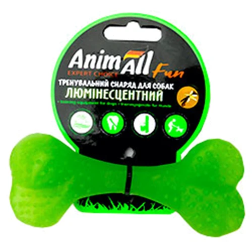 Іграшка для собаки AnimAll Fun ЛЮМІ кістка люмінесцентна 12 см зелена