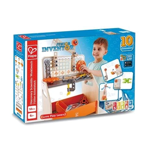 Конструктор HAPE Junior Inventor Научный верстак настольный 58 деталей (E3028)