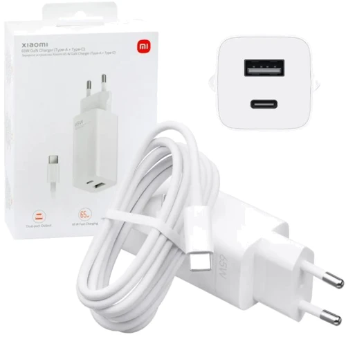 Зарядное устройство Xiaomi Wall Charger USB+USB-C GaN2 65W White with USB-C Cable (BHR5515GL)