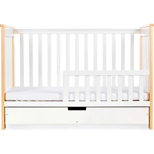 Детская кроватка Klups IWO 120х60 см с ящиком и перегородкой белая+дерево