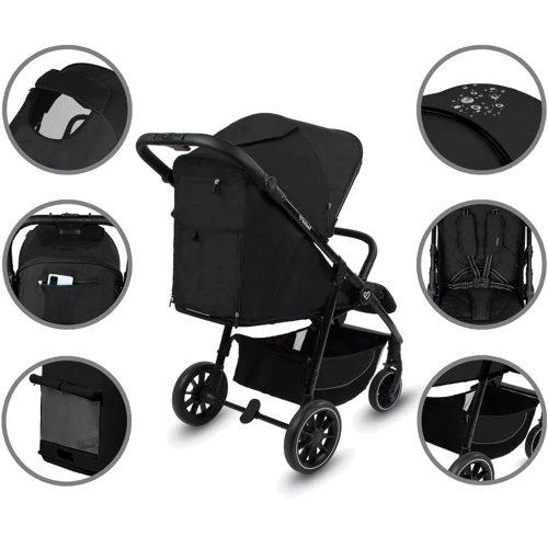 Прогулянкова коляска Kidwell ENZO Black (Hnrt_4910): Ширина шасі 55 см
