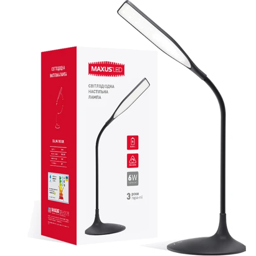 Умная лампа Maxus DKL 6W (аккумулятор, димминг) черная, квадрат