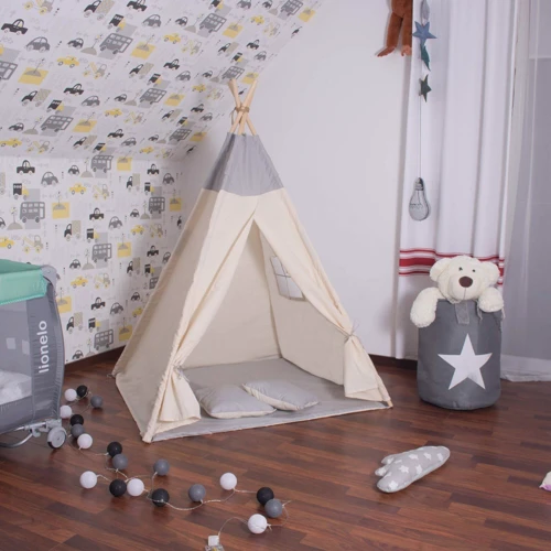 Детская палатка Springos Tipi XXL вигвам бело-серая (TIP10)
