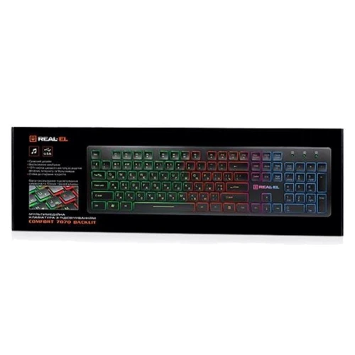 Клавиатура REAL-EL Comfort 7070 Black USB (EL123100018): Подключение проводное