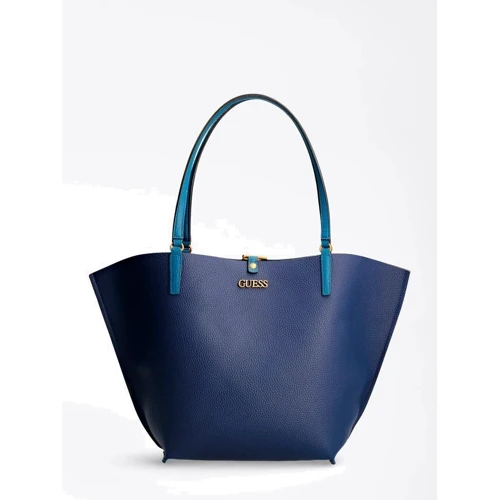 Женская сумка тоут Guess AAlby Toggle Tote темно-голубая (HWVB7455230-DT): Фактура Матовая, Зернистая