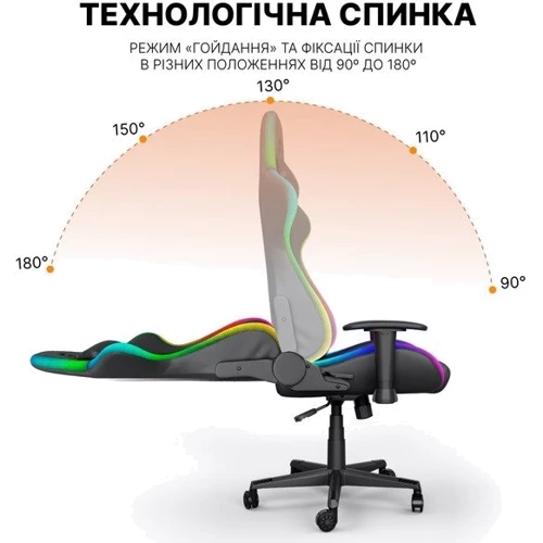 Кресло для геймеров Gamepro Hero RGB Black (GC700) фото 10