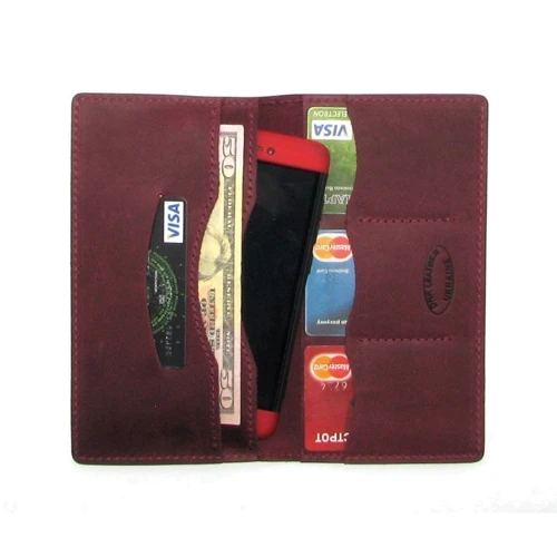Женский кошелек DNK Leather бордовый (DNK Big Purse col.L): Формат кошелька Горизонтальный