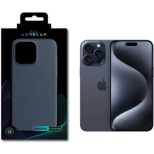 Чехол для iPhone Monblan Silicone Case MagSafe Storm Blue for iPhone 15 Pro Max: Цвет синий