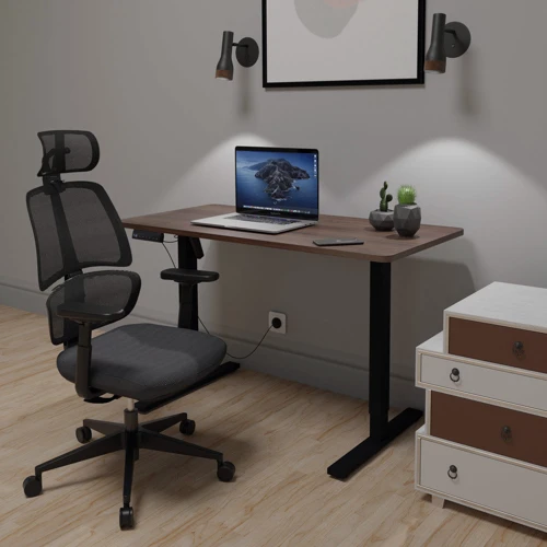 Комплект Mealux PowerDesk Lite Walnut+ Leo Air Plus Grey стол и стул (EVO-201 Lite Walnut /B +Y 546 KBG) фото 3